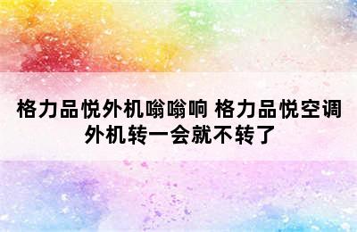 格力品悦外机嗡嗡响 格力品悦空调外机转一会就不转了